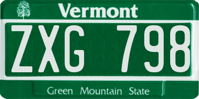 VT license plate ZXG798