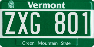 VT license plate ZXG801