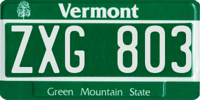 VT license plate ZXG803