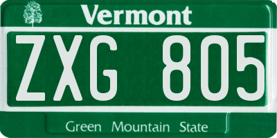 VT license plate ZXG805