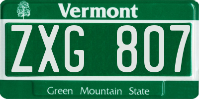 VT license plate ZXG807