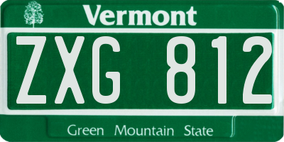 VT license plate ZXG812