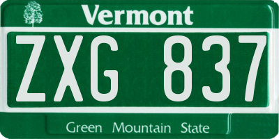 VT license plate ZXG837