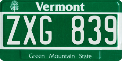 VT license plate ZXG839
