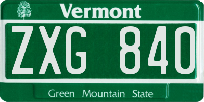 VT license plate ZXG840