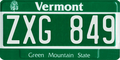 VT license plate ZXG849