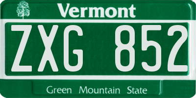 VT license plate ZXG852