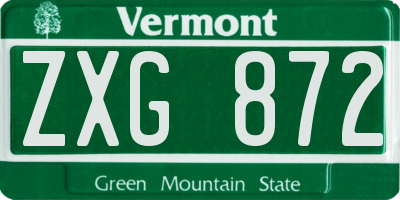 VT license plate ZXG872
