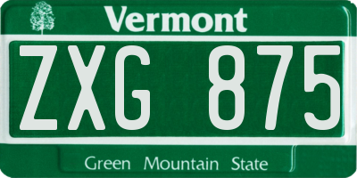 VT license plate ZXG875