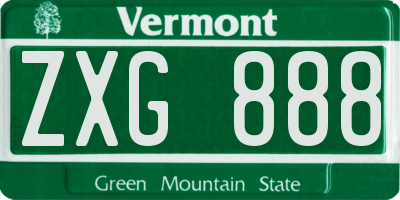 VT license plate ZXG888
