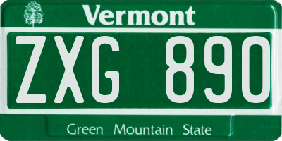 VT license plate ZXG890