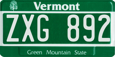 VT license plate ZXG892