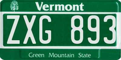 VT license plate ZXG893
