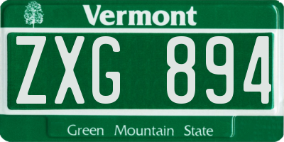 VT license plate ZXG894