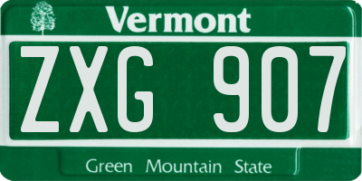 VT license plate ZXG907