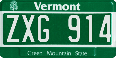 VT license plate ZXG914