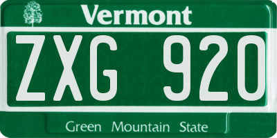 VT license plate ZXG920
