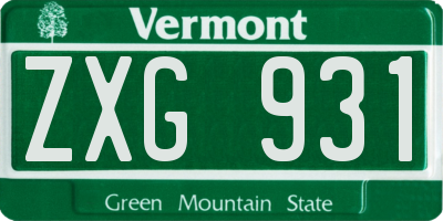 VT license plate ZXG931