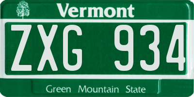VT license plate ZXG934