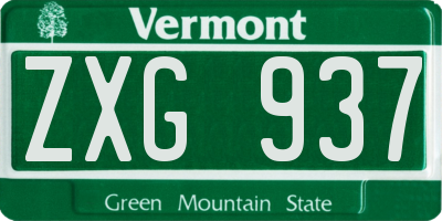 VT license plate ZXG937