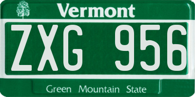 VT license plate ZXG956