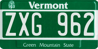 VT license plate ZXG962