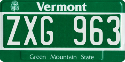 VT license plate ZXG963