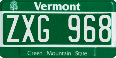 VT license plate ZXG968
