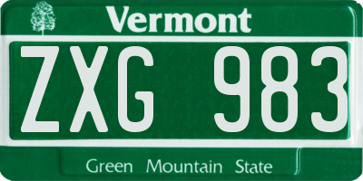 VT license plate ZXG983