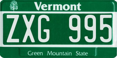 VT license plate ZXG995