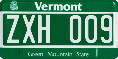 VT license plate ZXH009
