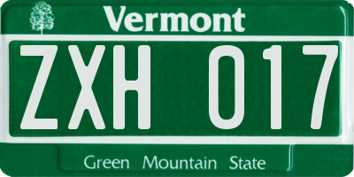 VT license plate ZXH017