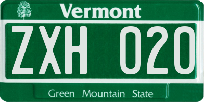 VT license plate ZXH020