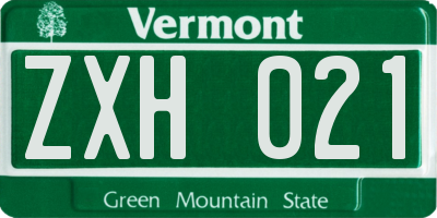 VT license plate ZXH021