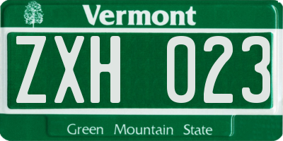 VT license plate ZXH023