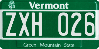 VT license plate ZXH026