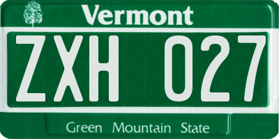 VT license plate ZXH027