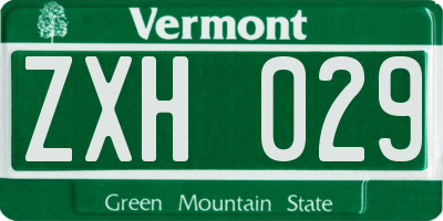 VT license plate ZXH029