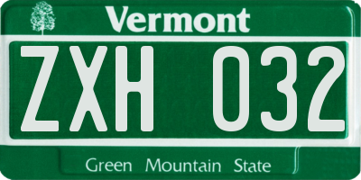 VT license plate ZXH032