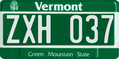VT license plate ZXH037