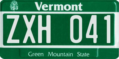 VT license plate ZXH041