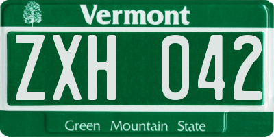 VT license plate ZXH042