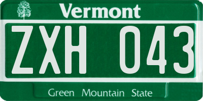 VT license plate ZXH043