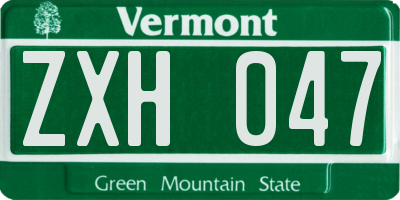 VT license plate ZXH047