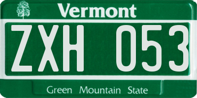 VT license plate ZXH053