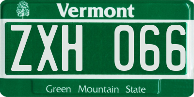 VT license plate ZXH066
