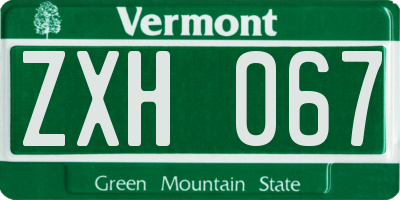 VT license plate ZXH067
