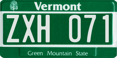 VT license plate ZXH071