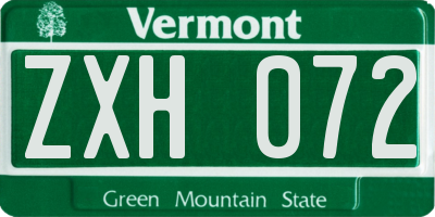 VT license plate ZXH072