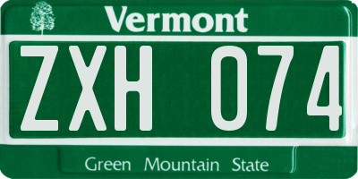 VT license plate ZXH074